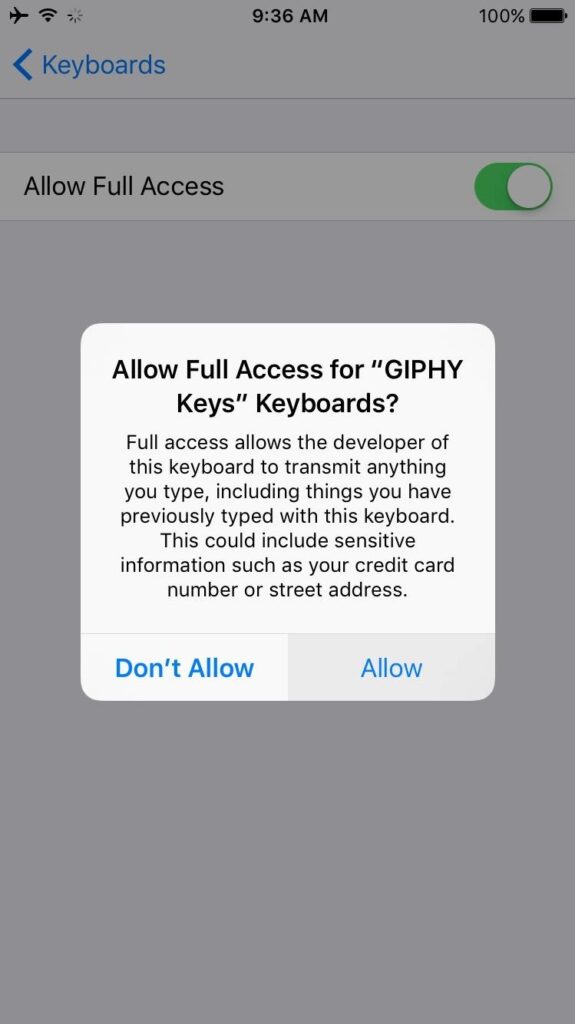allow GIPHY full access